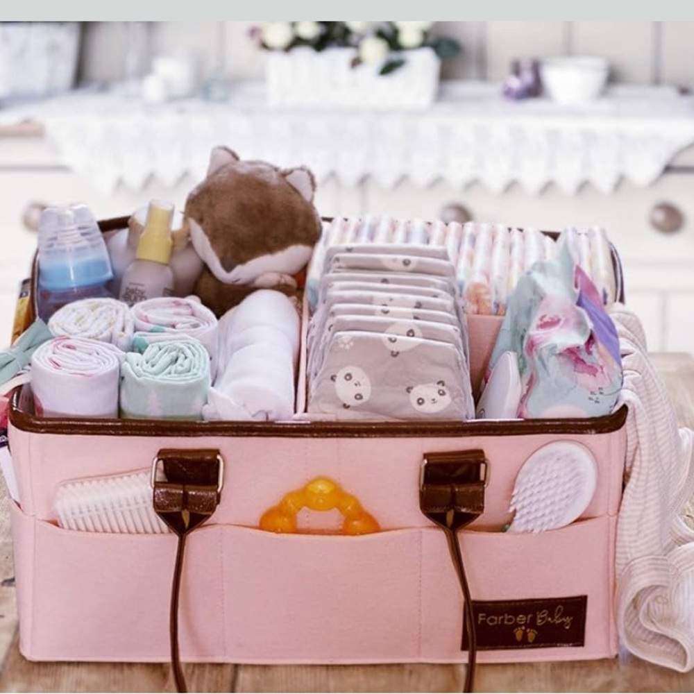 Pink Diaper Caddy Organizer